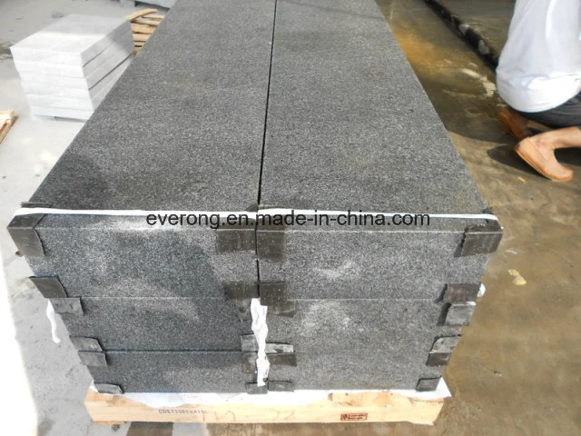 G654 China Dark Grey Granite Kerbstone Padang Black Flamed Steps for Path