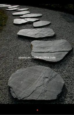 Zufällige Steinplatten aus schwarzem und grauem Schiefer für Außenpflaster